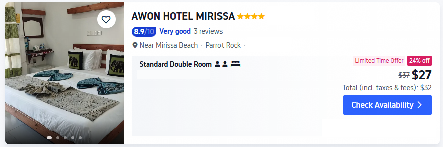 awon hotel mirissa lowest price