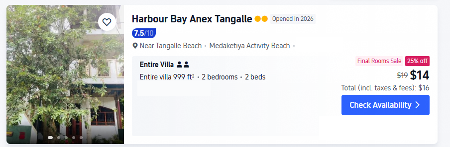harbour bay tangalle hotel lowest price