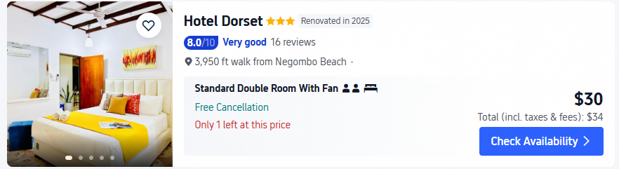hotel dorset negombo