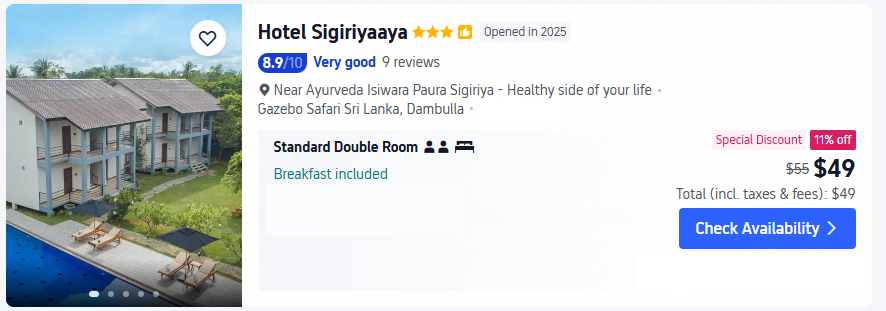 hotel sigiriyaaya sigiriya lowest price
