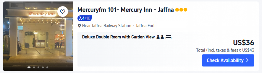 mercury jaffna hotel