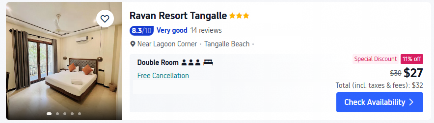 ravan resort tangalle lowest price hotels