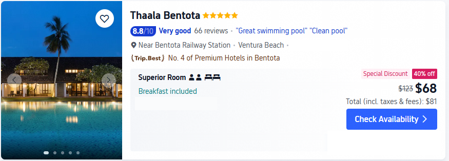 thaala bentota lowest hotel price