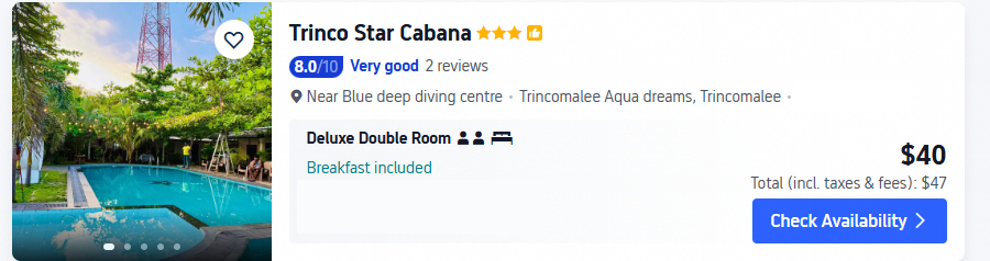 trinco star cabana trincomalle lowest price