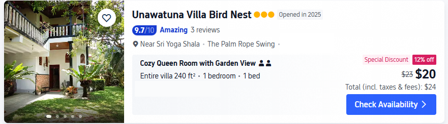unawatuna villa bird nest hotel lowest price